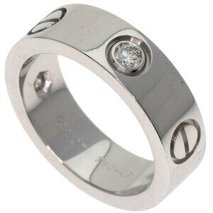 CARTIER 18k White Gold Diamond Love Ring #49